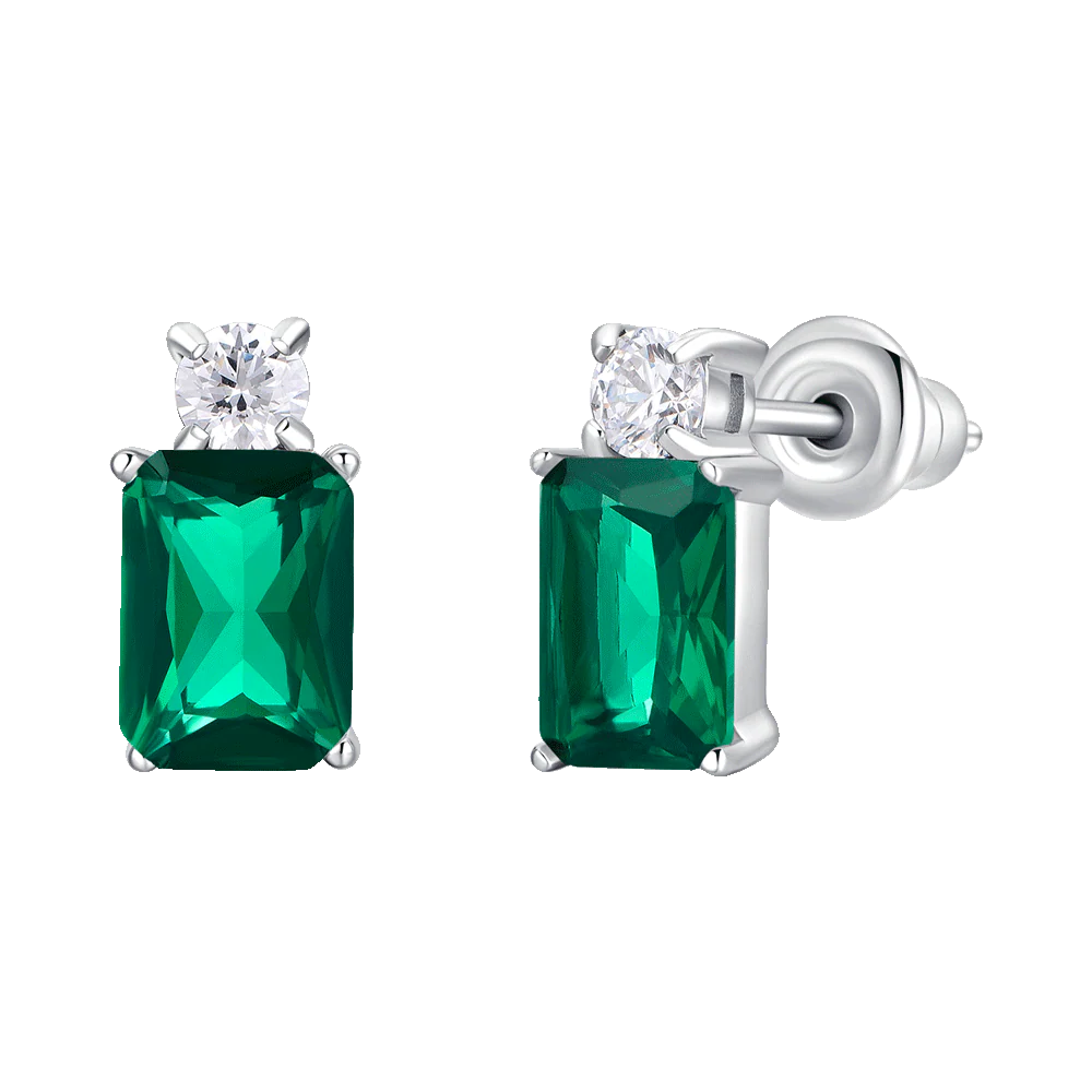 Orecchini Luca Barra Acciaio Zirconi Verde E Bianco