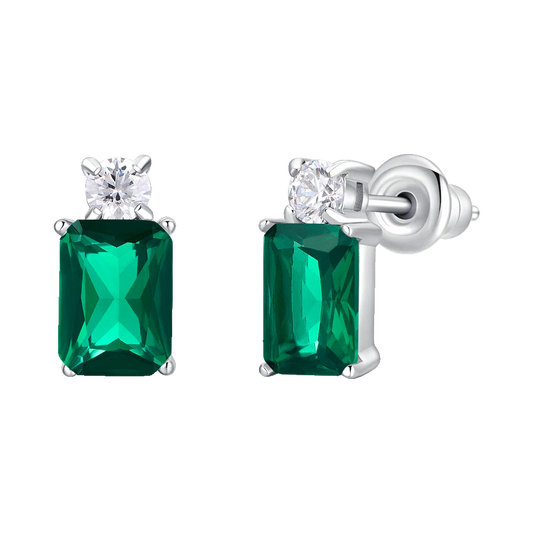 Orecchini Luca Barra Acciaio Zirconi Verde E Bianco