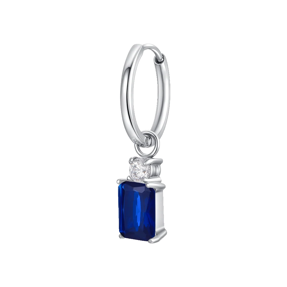 Monorecchino Boccola Luca Barra Acciaio Con Zirconi Blu/Bianco