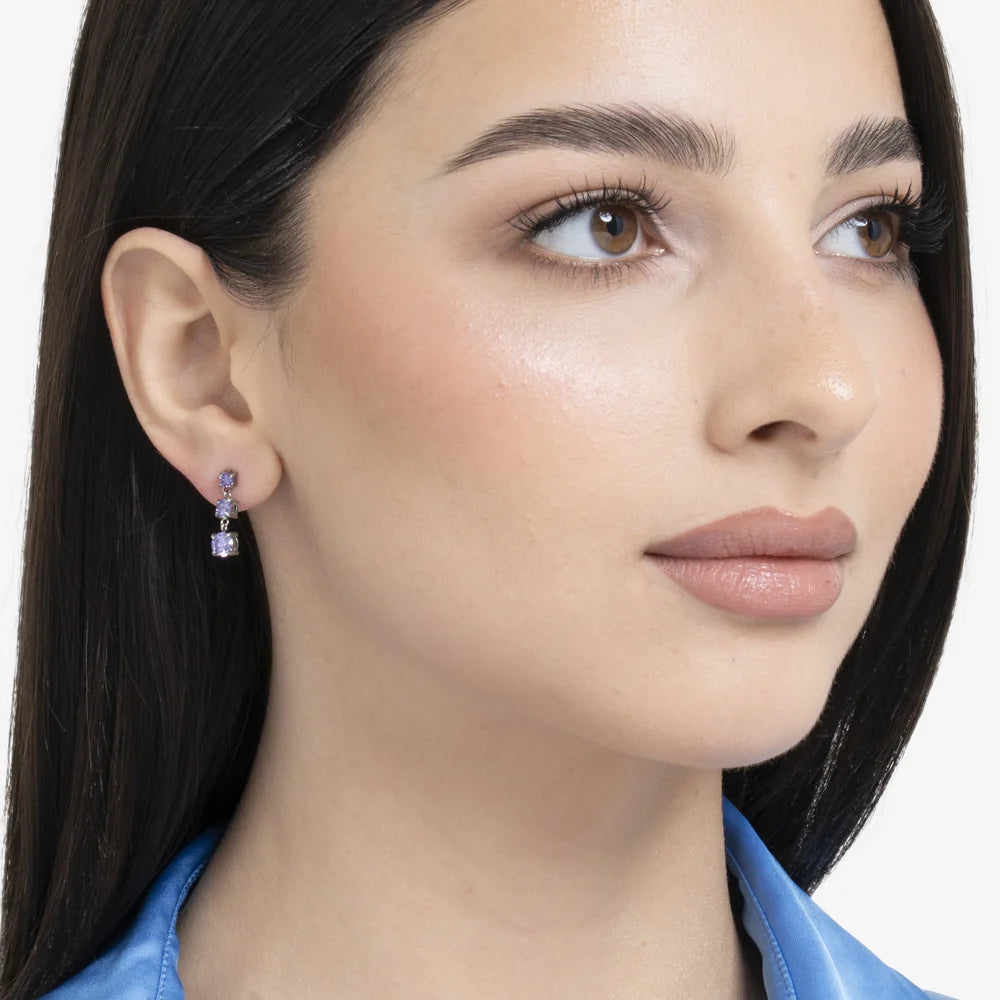 Monorecchino Luca Barra Acciaio Con Zirconi Viola