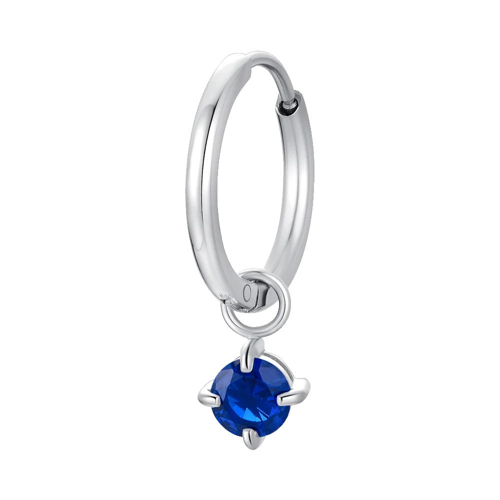Monorecchino a Cerchio Luca Barra Acciaio Con Zircone Blu
