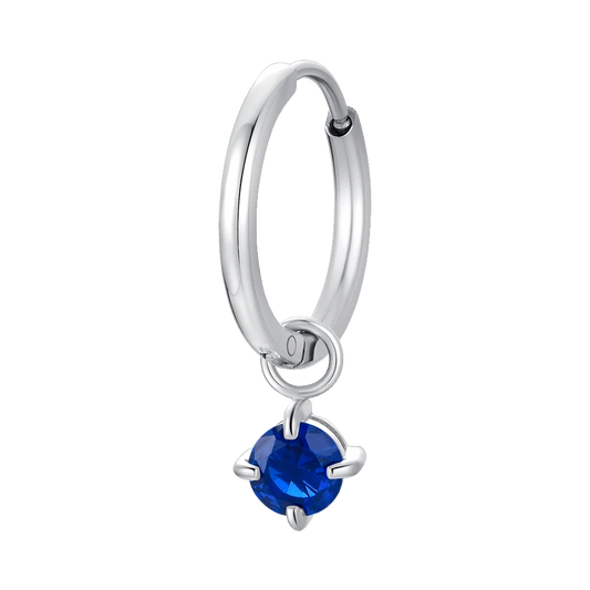 Monorecchino a Cerchio Luca Barra Acciaio Con Zircone Blu