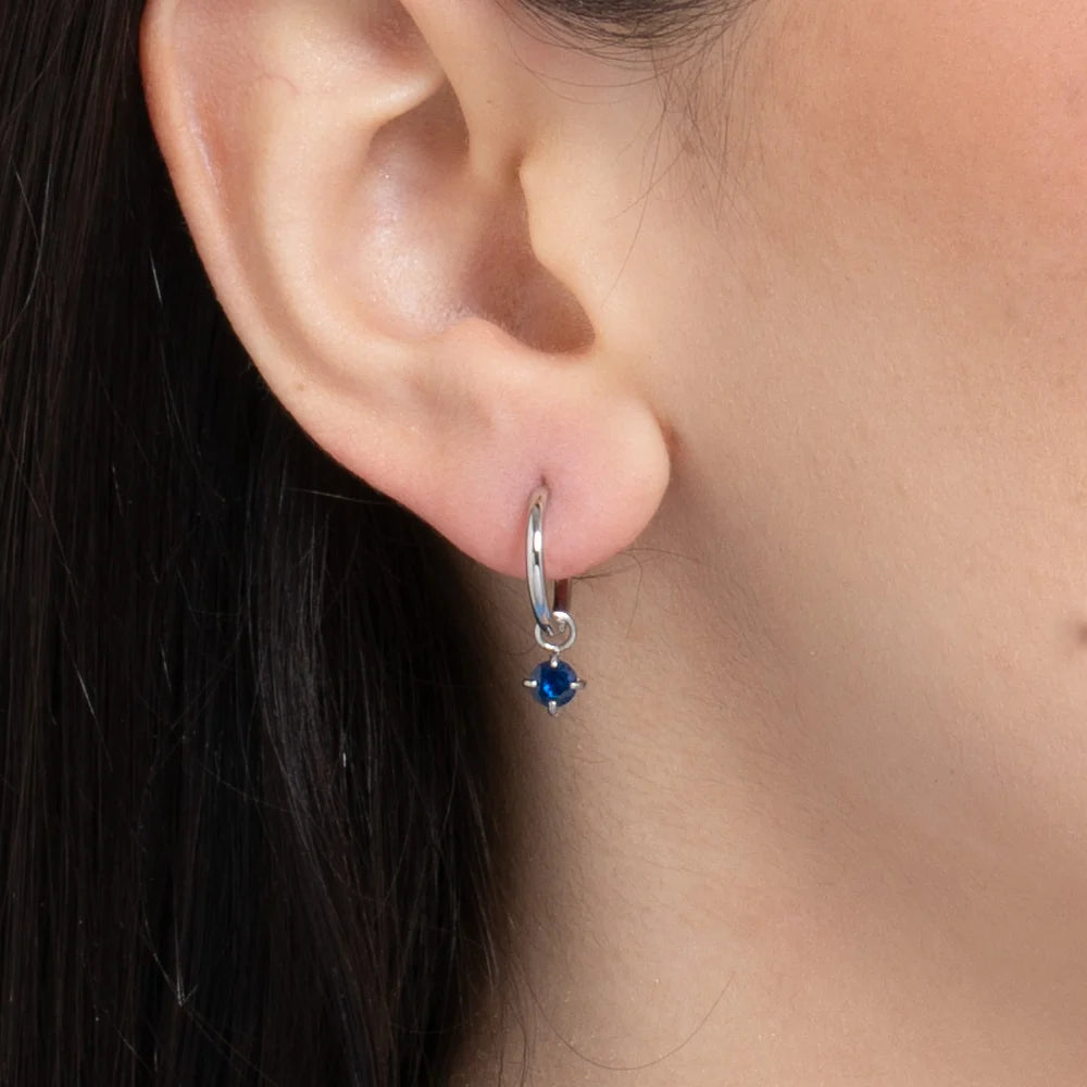 Monorecchino a Cerchio Luca Barra Acciaio Con Zircone Blu