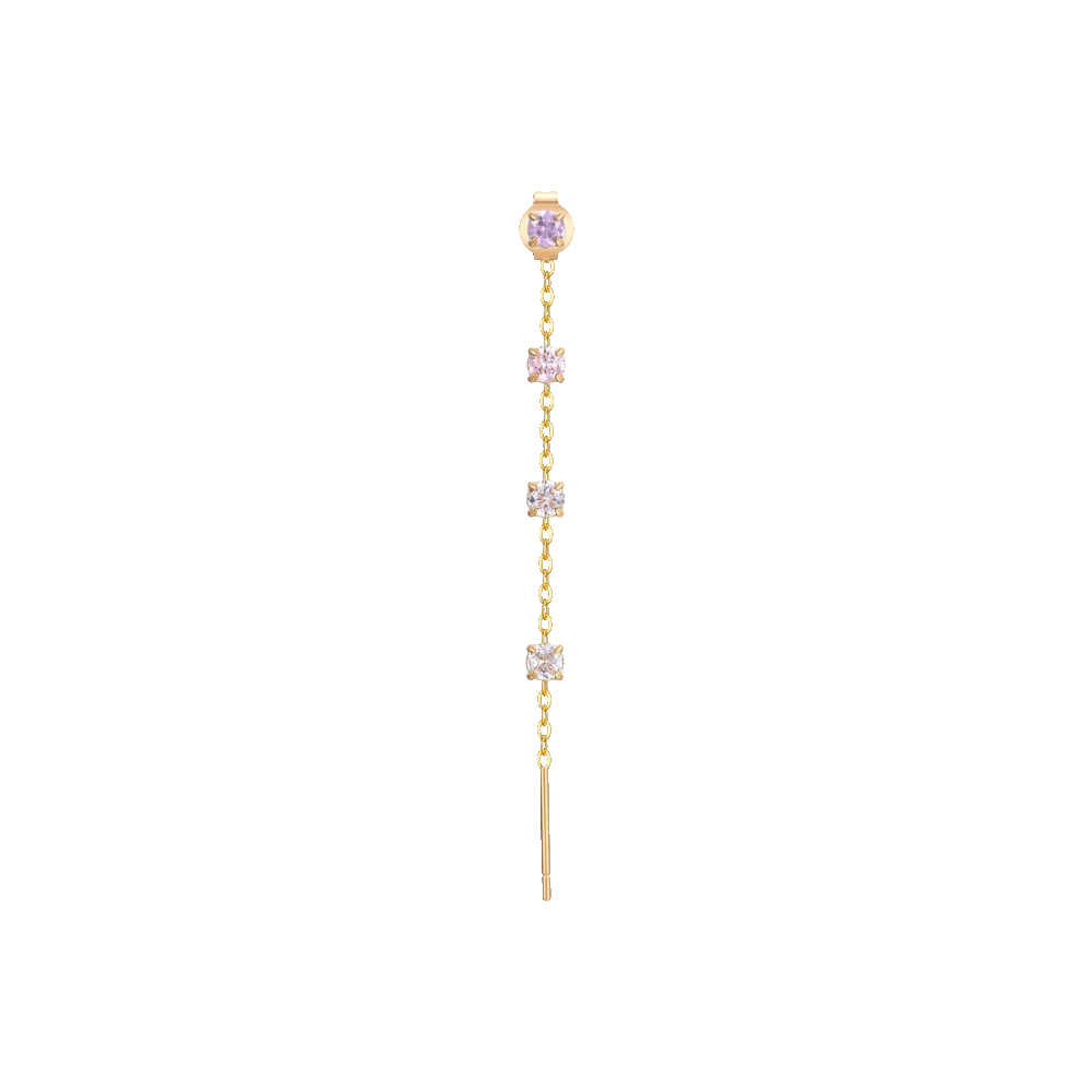 Monorecchino Lungo Luca Barra Pvd Oro Con Cristalli Multicolor