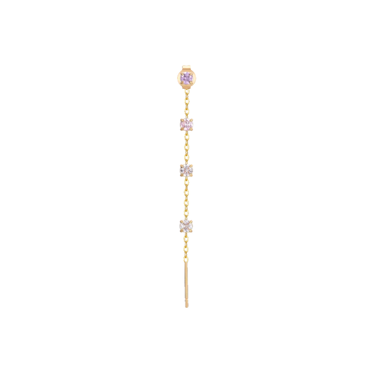 Monorecchino Lungo Luca Barra Pvd Oro Con Cristalli Multicolor