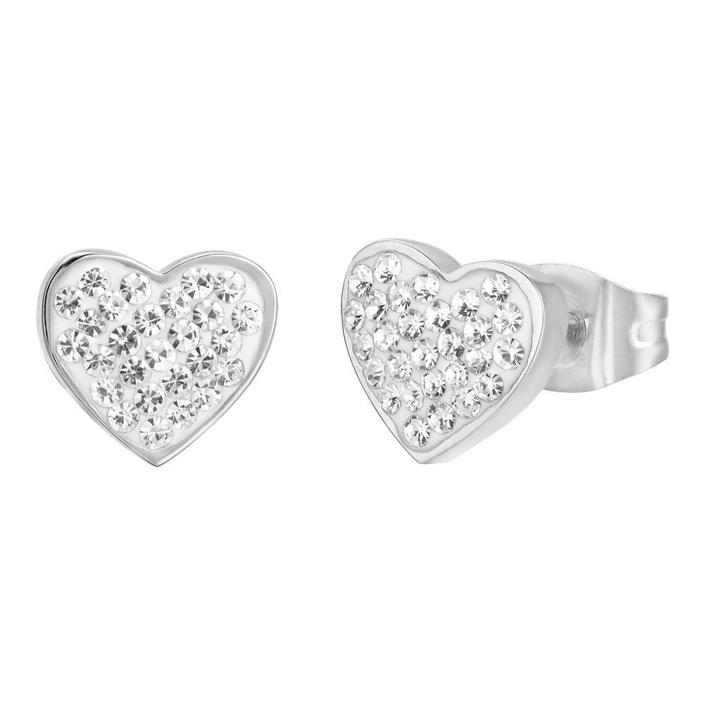Orecchini a Lobo Luca Barra Pretty Moment Cuore Acciaio Con Cristalli