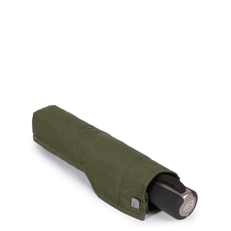 Ombrello Mini Piquadro Automatico Open Close Antivento Tessuto Riciclato Verde