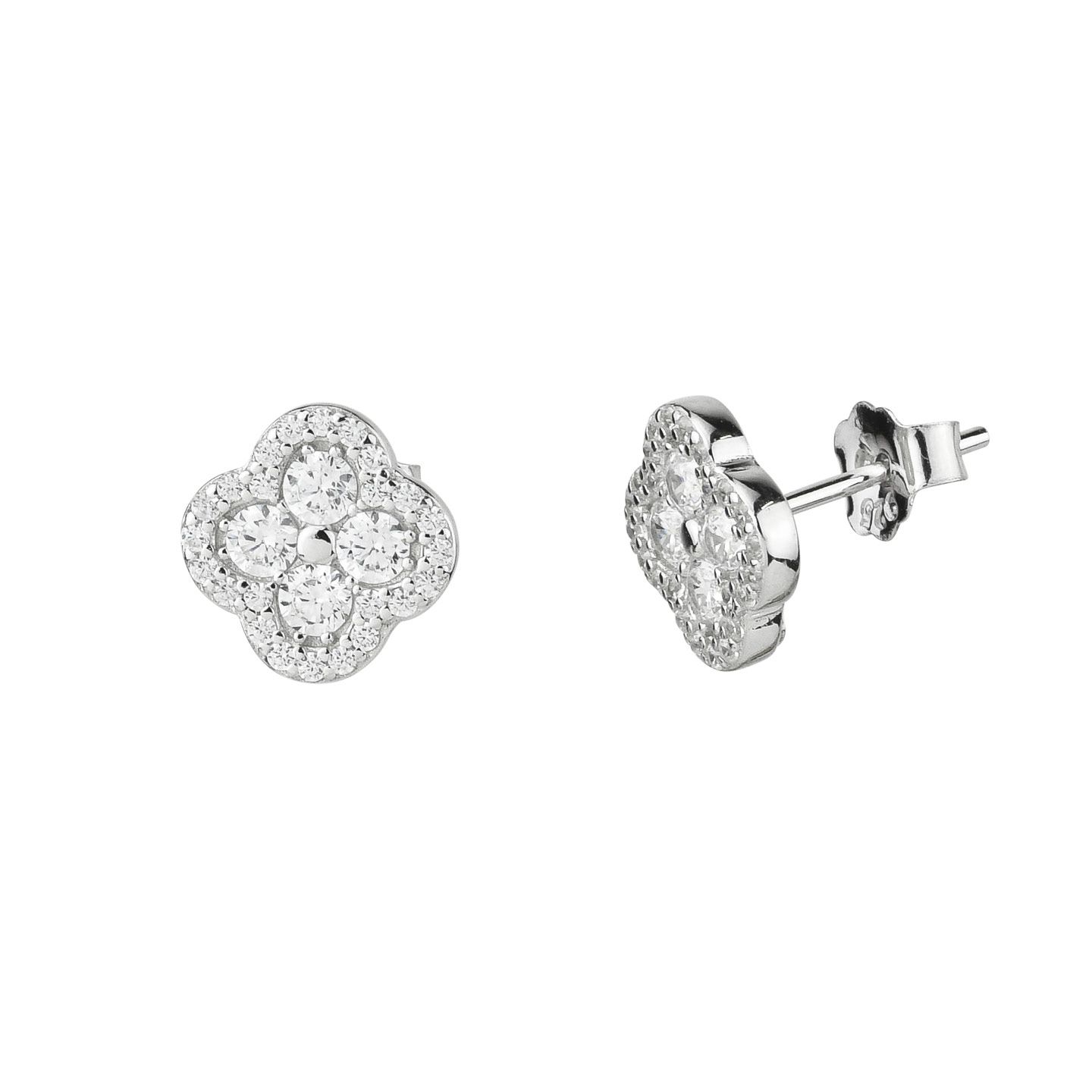 Orecchini Lobo Boccadamo Sophie Argento Fiore Van Cleef Con Zirconi