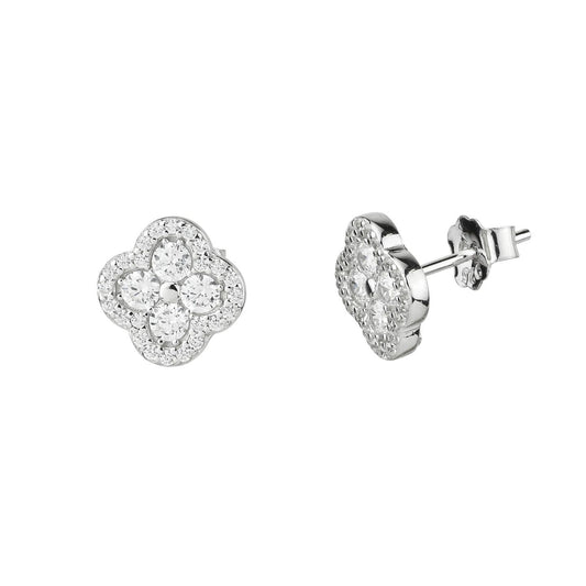 Orecchini Lobo Boccadamo Sophie Argento Fiore Van Cleef Con Zirconi