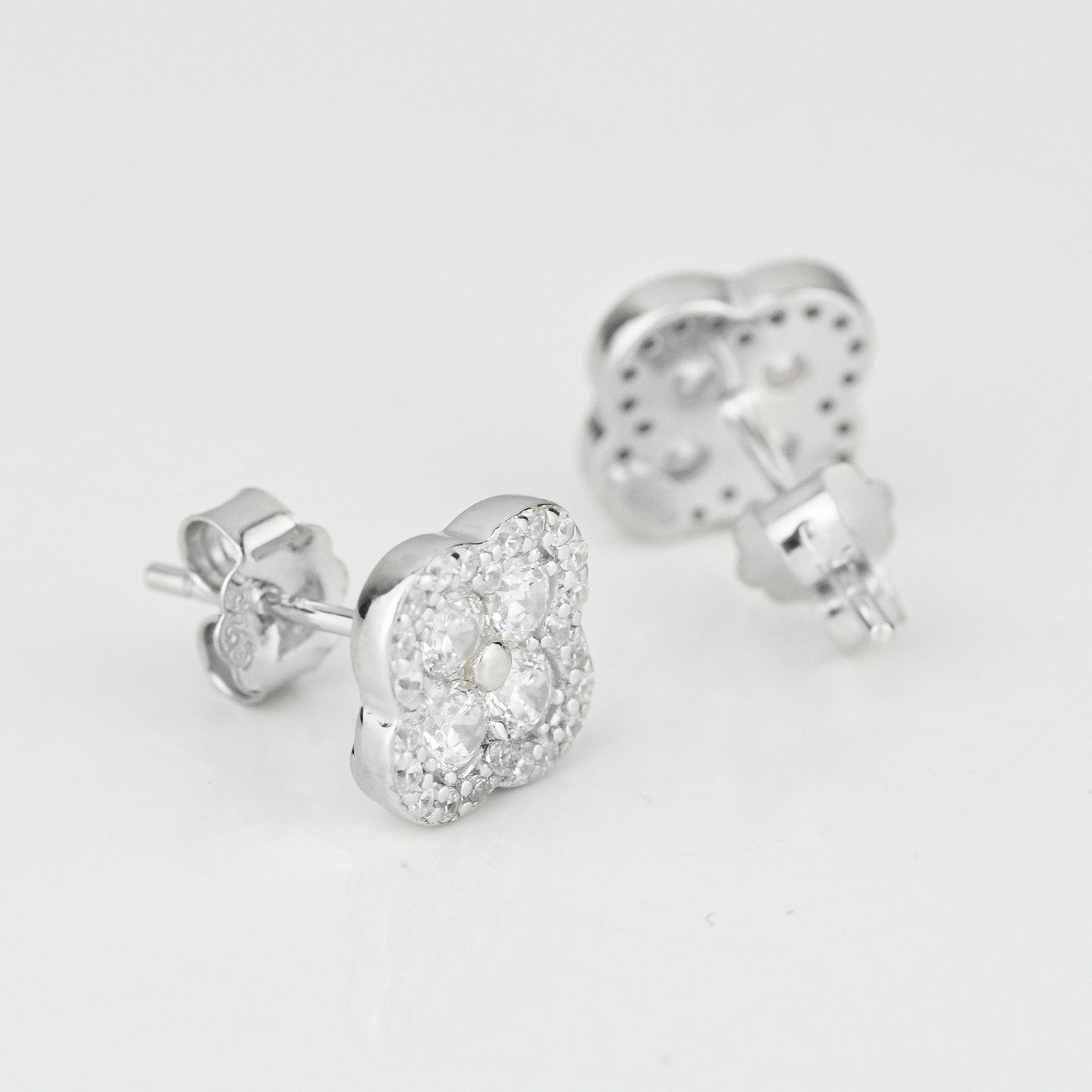 Orecchini Lobo Boccadamo Sophie Argento Fiore Van Cleef Con Zirconi