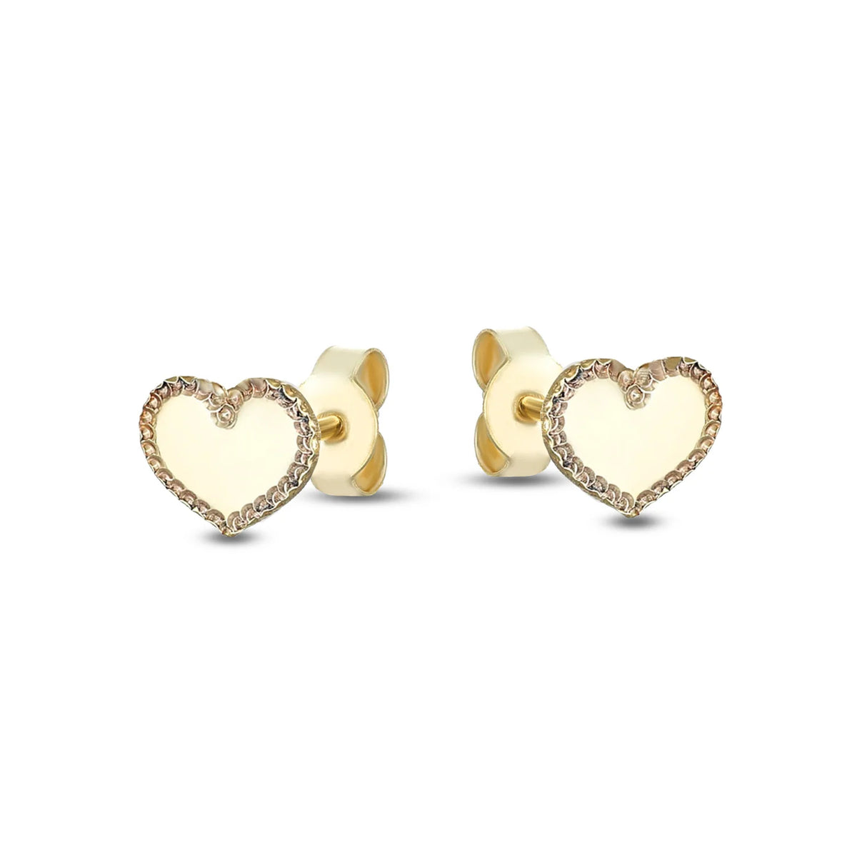 Orecchini Lobo Dana Baby Oro Giallo 9 Kt cuore Con Bordo Diamantato
