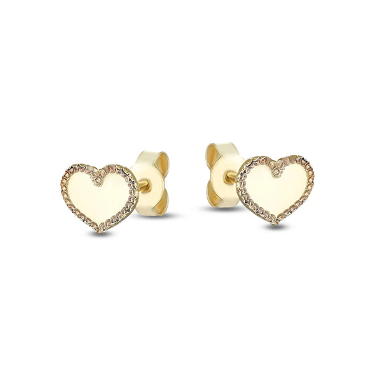 Orecchini Lobo Dana Baby Oro Giallo 9 Kt cuore Con Bordo Diamantato