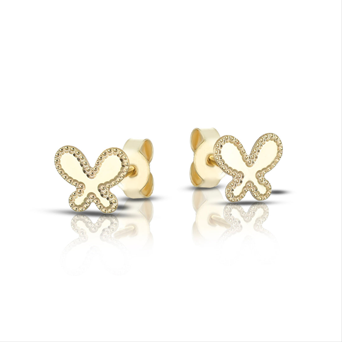 Orecchini Lobo Dana Baby Oro Giallo 9 Kt Farfalla Diamantata