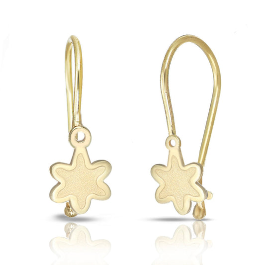 Orecchini Lobo Dana Baby Oro Giallo 9 Kt Satinato Fiore