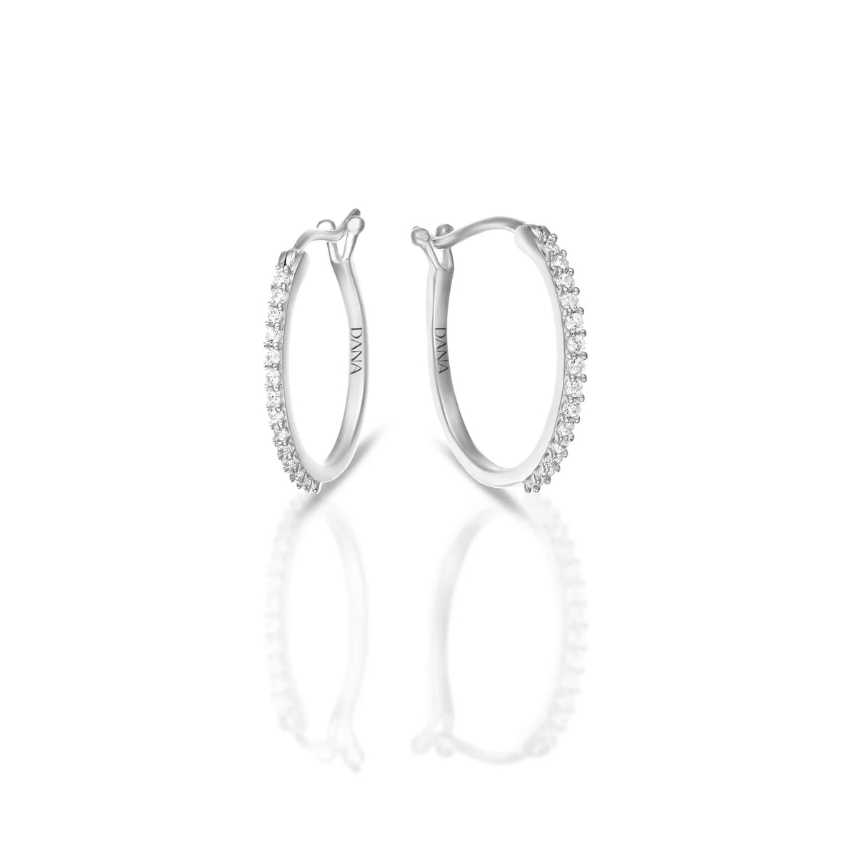 Orecchini Boccole Dana Luma Oro Bianco 9 Kt con Zirconi