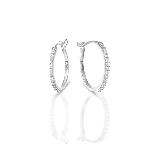 Orecchini Boccole Dana Luma Oro Bianco 9 Kt con Zirconi