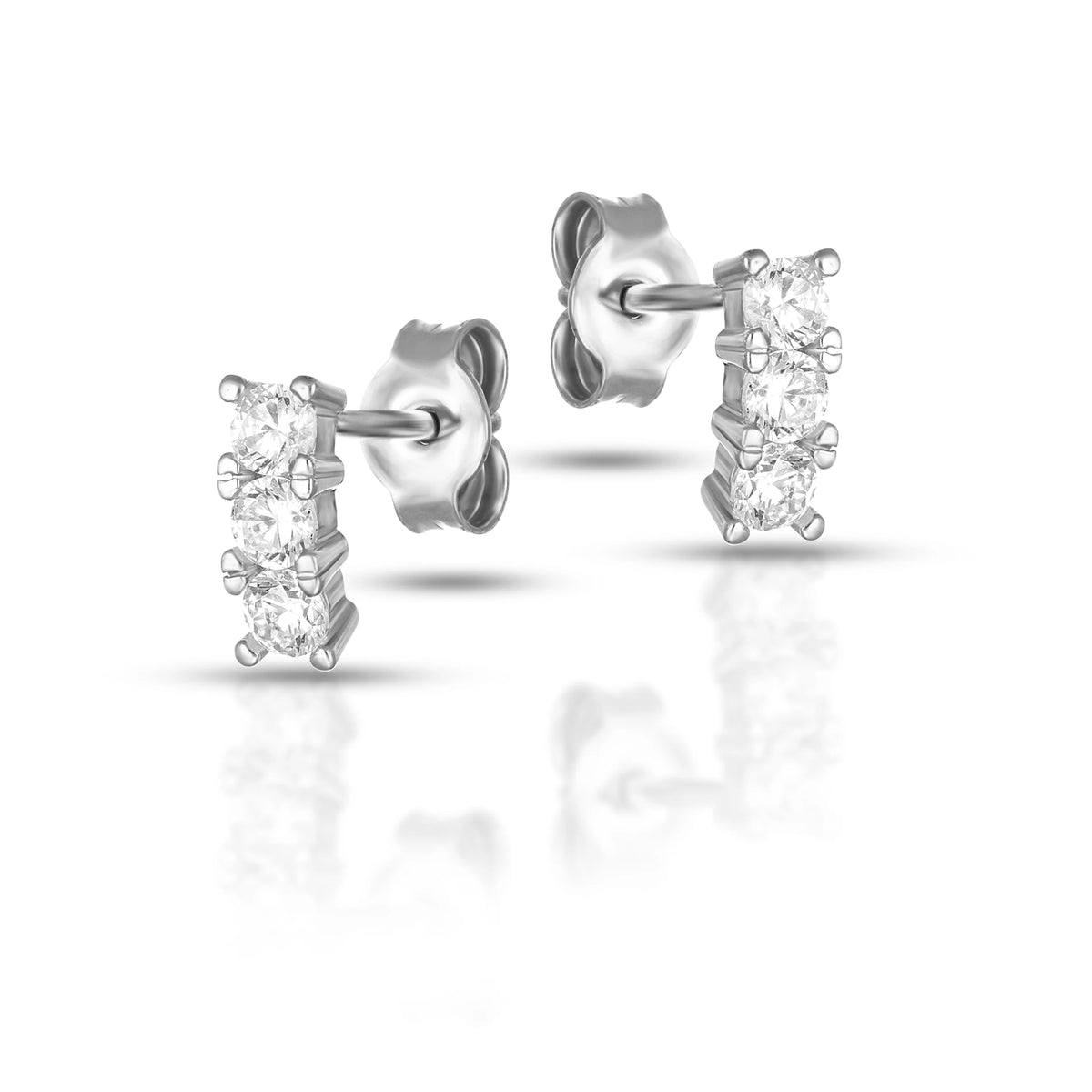 Orecchini Lobo Dana Harmonia Oro Bianco 9 Kt trilogy Con Zirconi