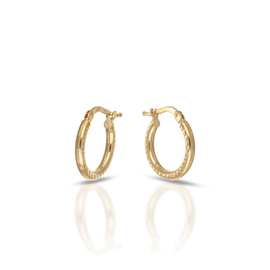Orecchini a Cerchio Dana LatoC Oro Giallo 9 Kt Diamantati Ai Lati