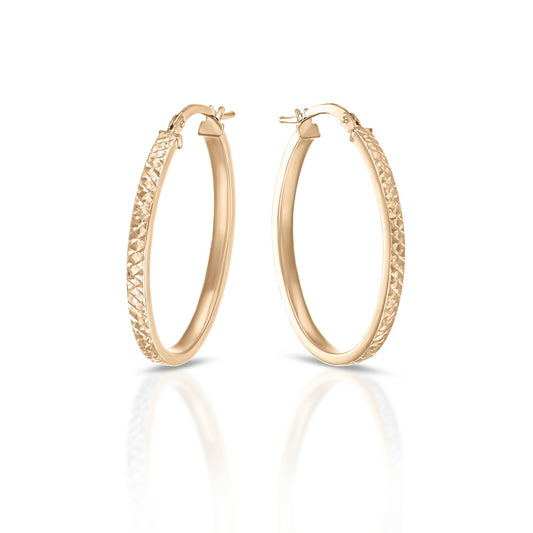 Orecchini Ovali Dana Oro Giallo 9 Kt Diamantati