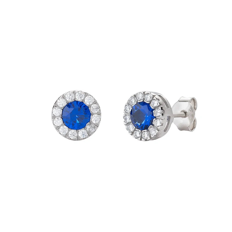 Orecchini Lobo Amen Diamond Royal Argento Zircone Blu Contornato