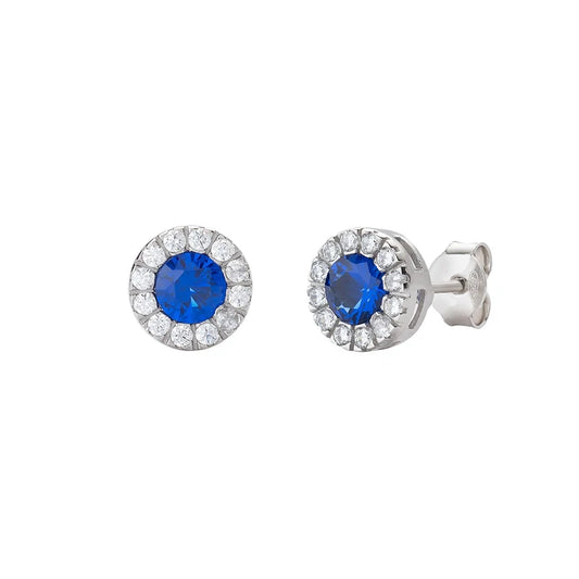 Orecchini Lobo Amen Diamond Royal Argento Zircone Blu Contornato