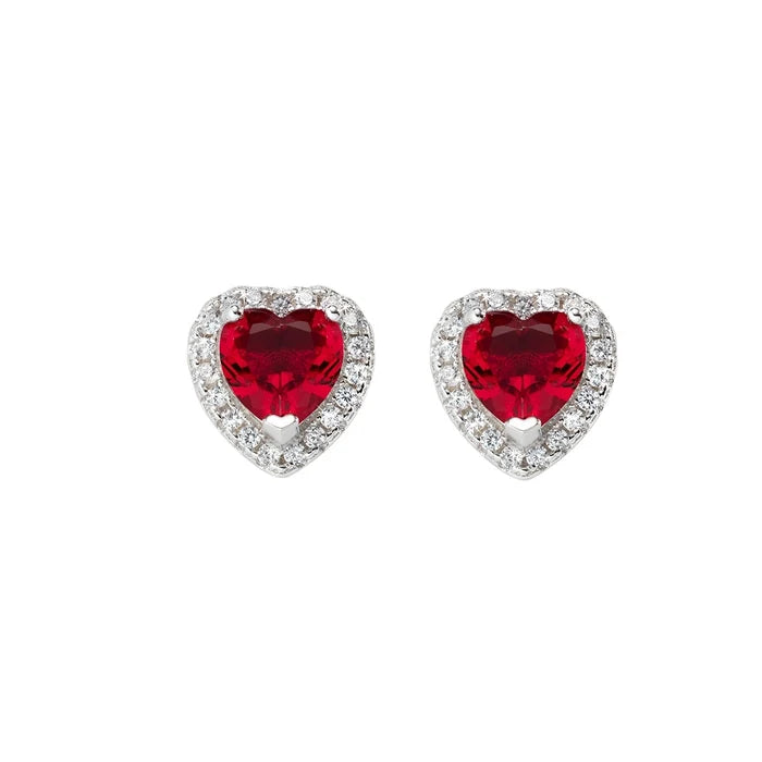 Orecchini Lobo Amen Cocktail Argento Cuore Rosso Contornato