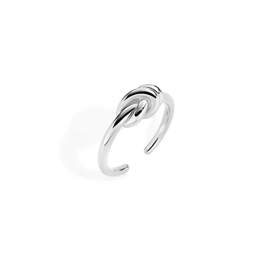 Anello Amen Nodo D'Amore Aperto Sotto Ottone Pvd Oro Bianco - Misura 16