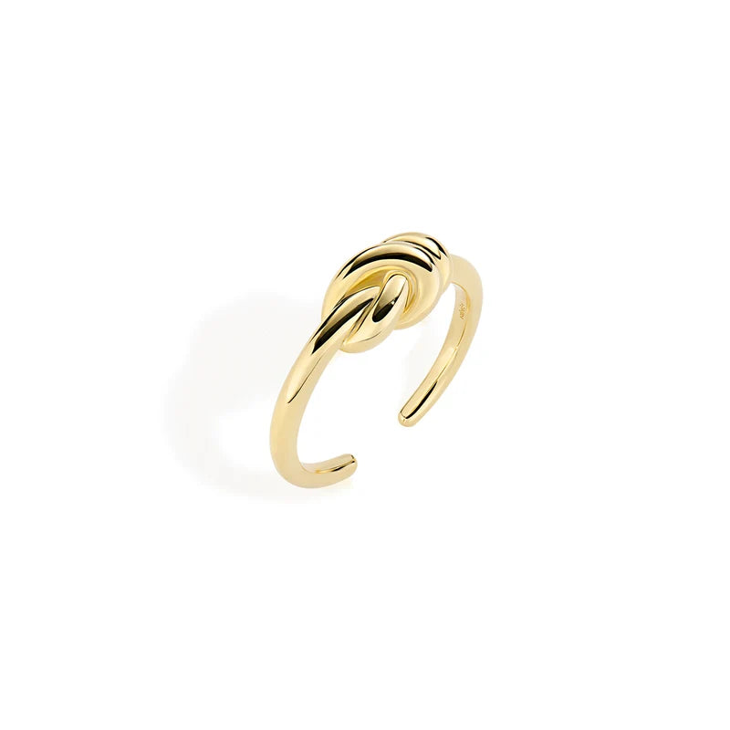 Anello Aperto Sotto Nodo D'amore Ottone Pvd Oro 18 Kt - Misura 16