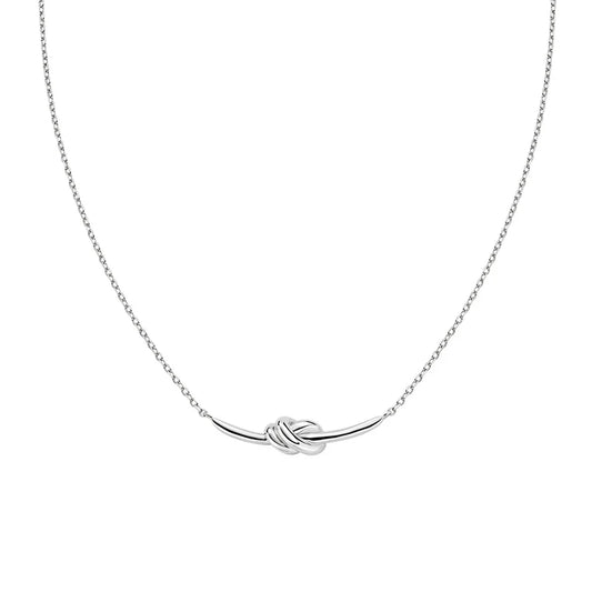 Collana Amen Nodo D'Amore Ottone Pvd Oro Bianco Nodo Centrale