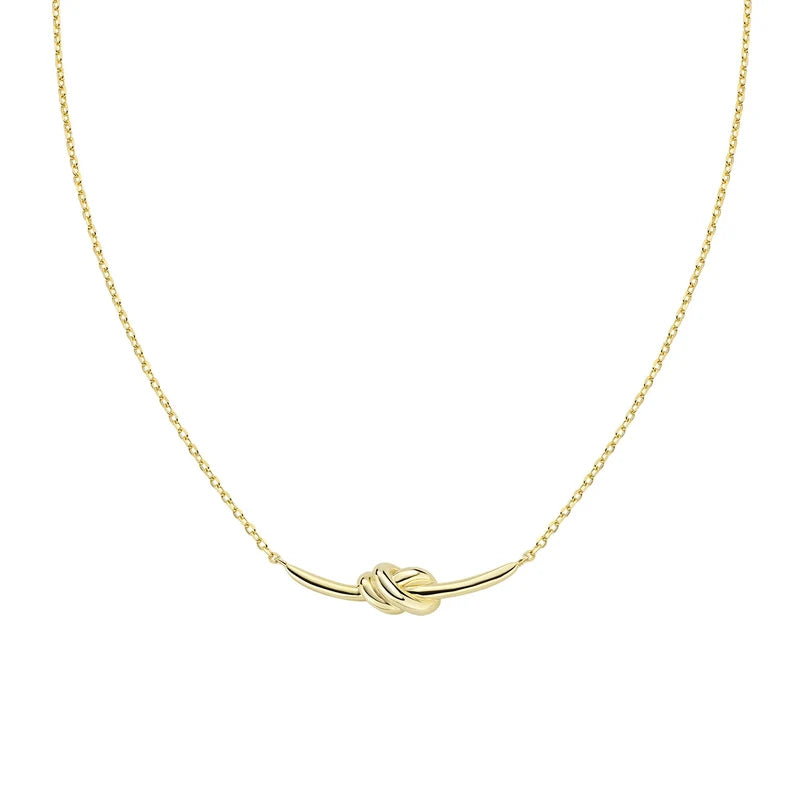 Collana Amen Nodo D'Amore Ottone Pvd Oro Placcato 18 Kt Nodo Centrale