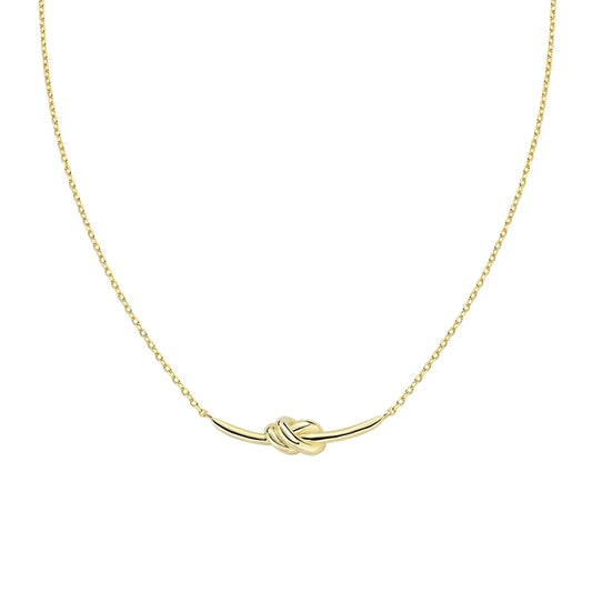 Collana Amen Nodo D'Amore Ottone Pvd Oro Placcato 18 Kt Nodo Centrale