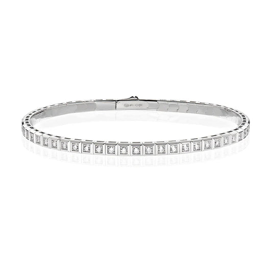 Bracciale Amen Tennis Ottone Pvd Oro Bianco Cristalli Quadrati