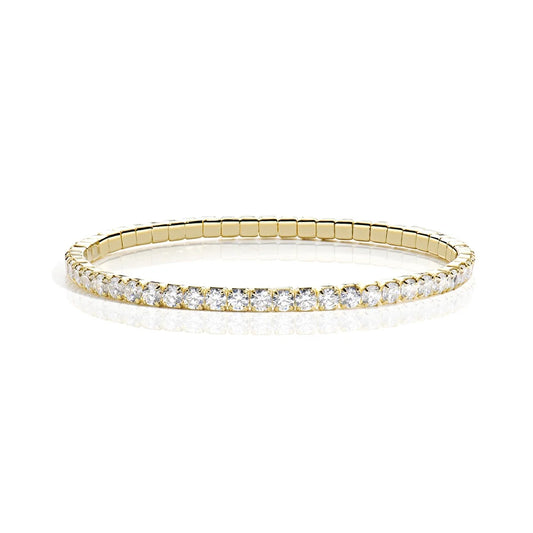 Bracciale Amen Elasticizzato Ottone Pvd Oro Tennis Cristalli