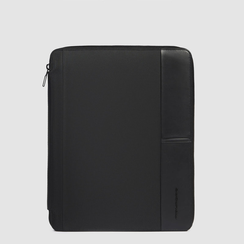 Portablocchi Piquadro S136 Portablocco Formato A4 Portapenne Tessuto Inserto Pelle Nera