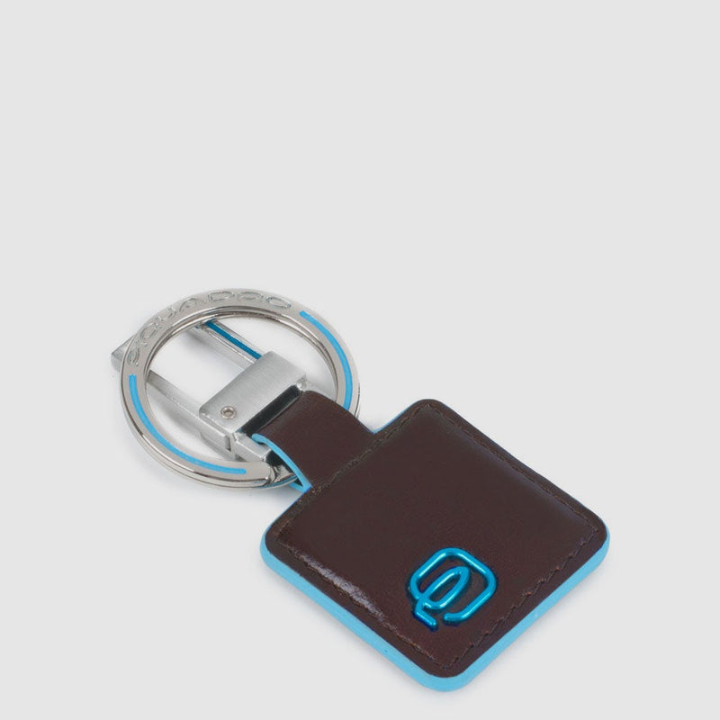 Portachiavi Piquadro Blue Square Con Inserto In Pelle Color Mogano