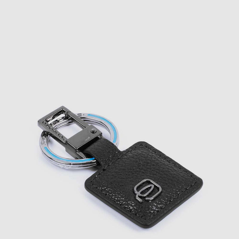 Portachiavi Piquadro Con Inserto In Pelle Nera