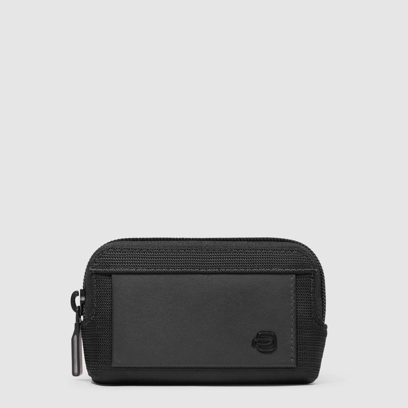 Portachiavi Piquadro Astuccio Tessuto Inserto Pelle Nera