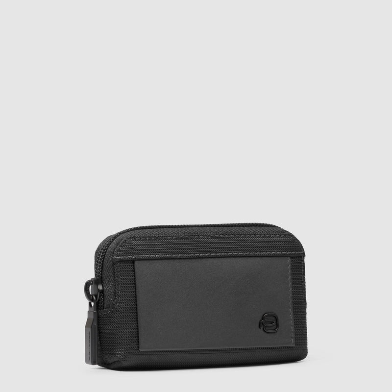 Portachiavi Piquadro Astuccio Tessuto Inserto Pelle Nera