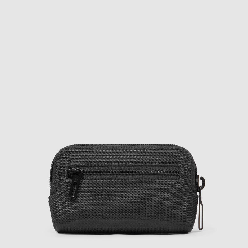 Portachiavi Piquadro Astuccio Tessuto Inserto Pelle Nera