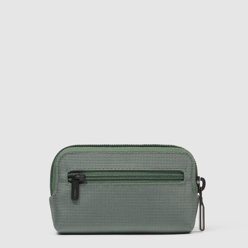 Portachiavi Piquadro Astuccio Tessuto Con Inserto Pelle Verde