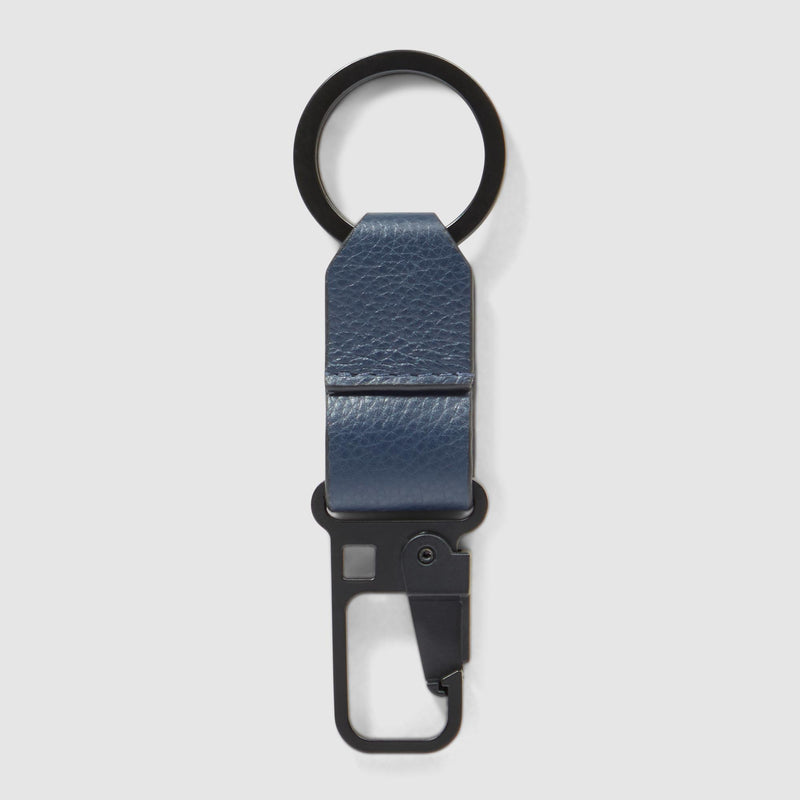 Portachiavi Piquadro Moschettone Pelle Blu
