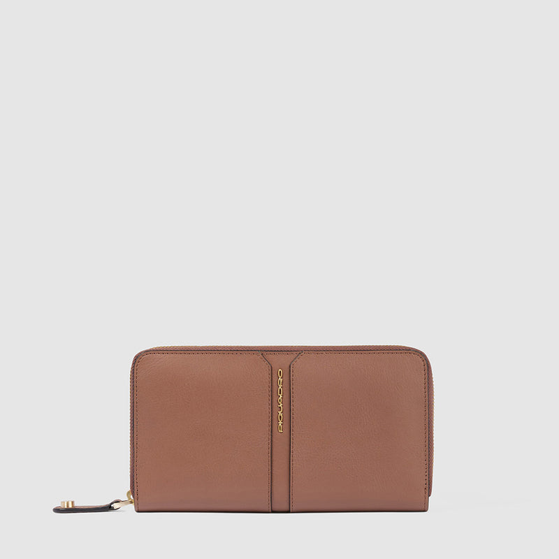 Portafogli Piquadro Portafoglio Donna in Pelle Marrone Chiaro