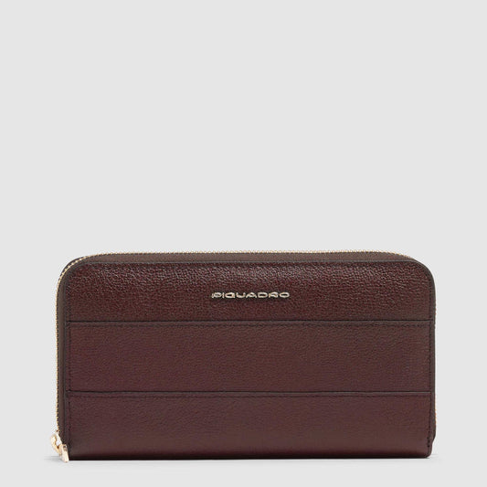 Portafoglio Piquadro Donna 4 Soffietti Pelle Borgogna