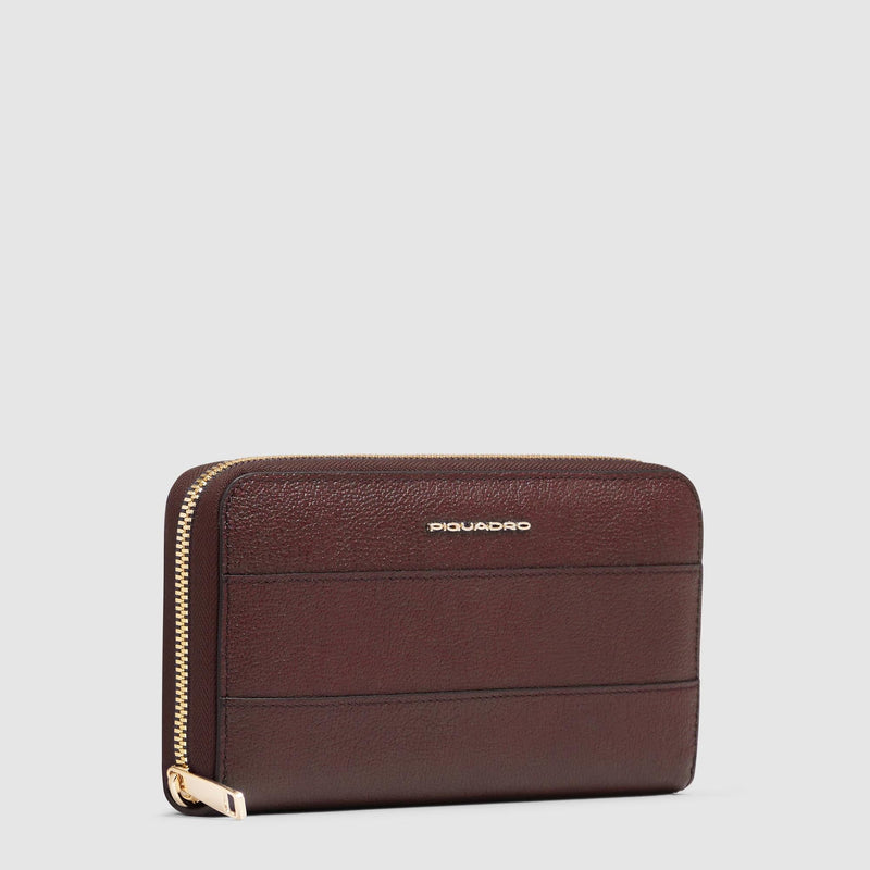 Portafoglio Piquadro Donna 4 Soffietti Pelle Borgogna