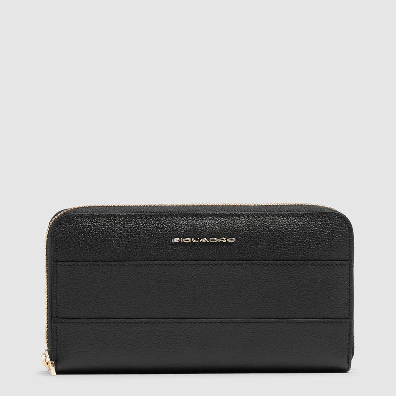 Portafoglio Piquadro Donna 4 Soffietti Pelle Nera