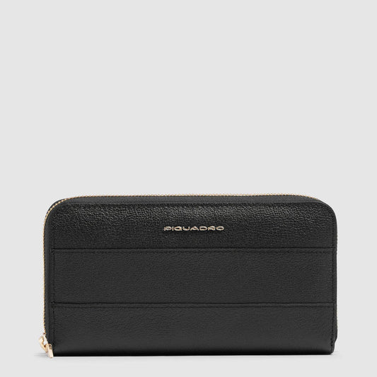 Portafoglio Piquadro Donna 4 Soffietti Pelle Nera