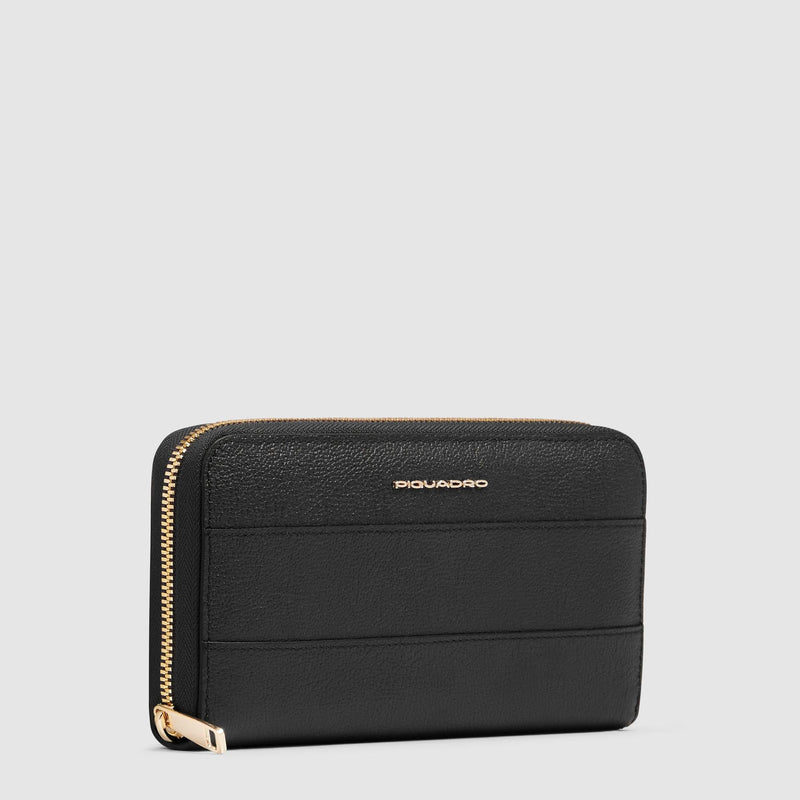Portafoglio Piquadro Donna 4 Soffietti Pelle Nera