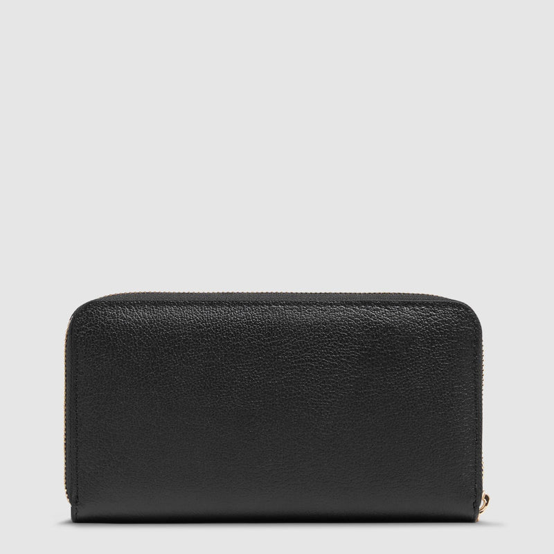 Portafoglio Piquadro Donna 4 Soffietti Pelle Nera