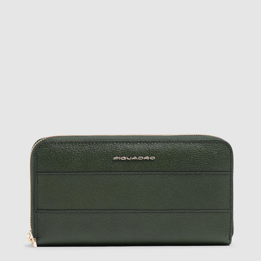 Portafoglio Piquadro Donna 4 Soffietti Pelle Verde