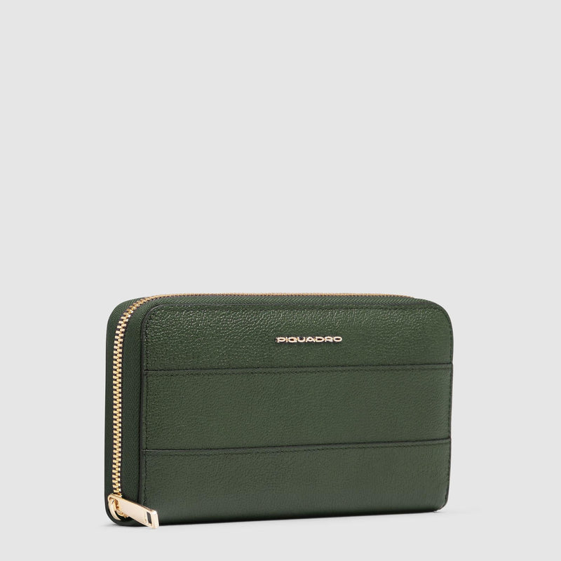 Portafoglio Piquadro Donna 4 Soffietti Pelle Verde
